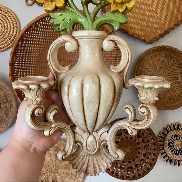 Vintage Homco 3D Floral Wall Sconces - Picture 3 of 5